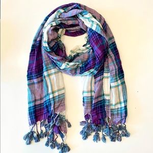 Blue Purple Plaid Scarf